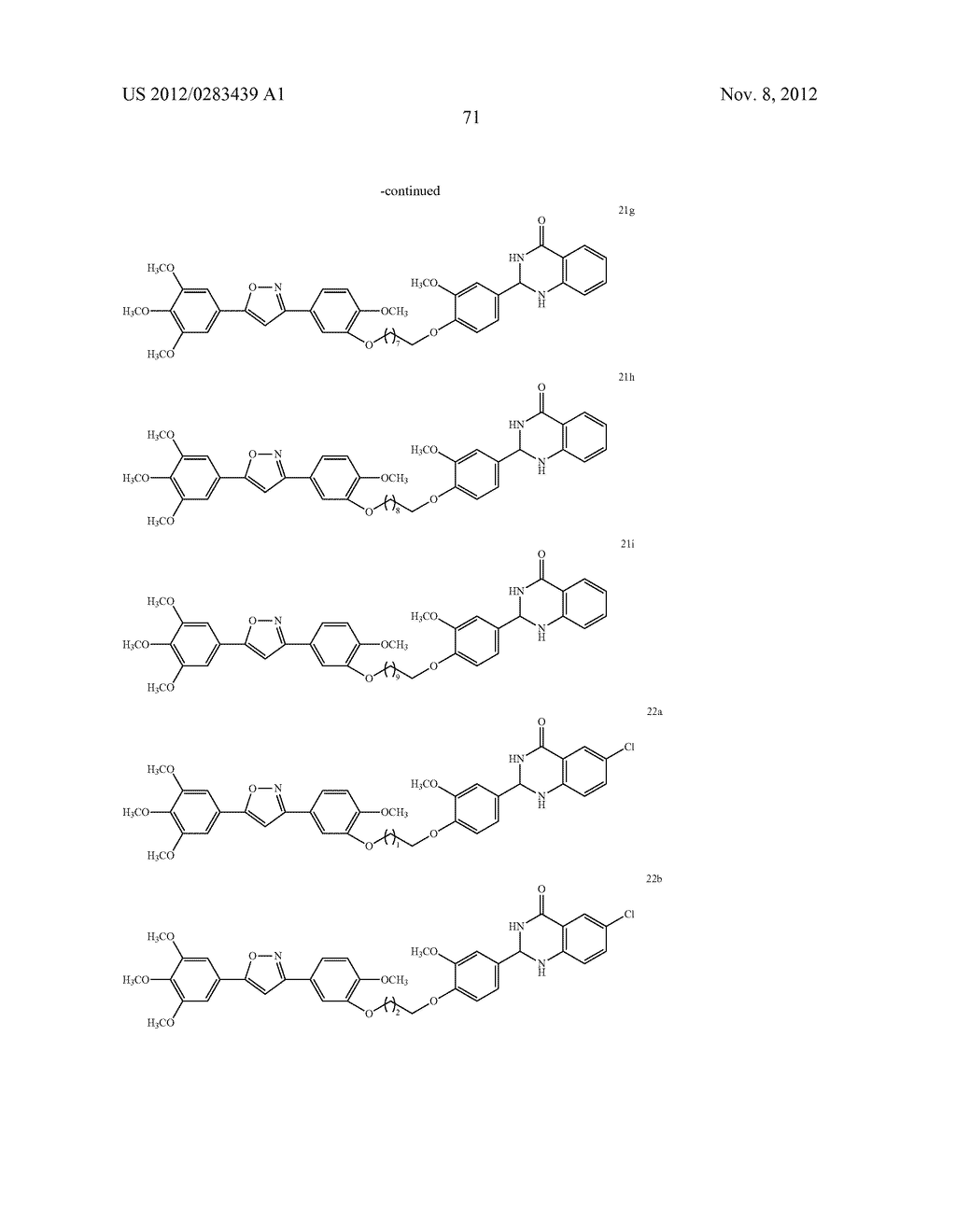 ISOXAZOLE/ISOXAZOLINE/COMBRETASTATIN LINKED DIHYDROQUINAZOLINONE HYBRIDS     AS POTENTIAL ANTICANCER AGENTS AND PROCESS FOR THE PREPARATION THEREOF - diagram, schematic, and image 73