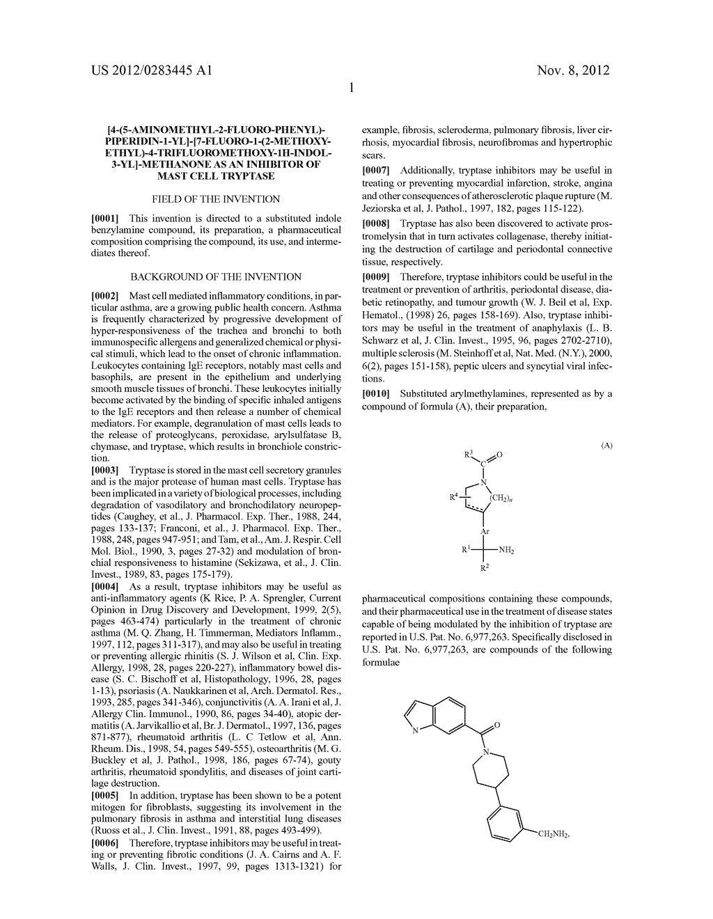 [4-(5-AMINOMETHYL-2-FLUORO-PHENYL)-PIPERIDIN-1-YL]-[7-FLUORO-1-(2-METHOXY--    ETHYL)-4-TRIFLUOROMETHOXY-1H-INDOL-3-YL]-METHANONE AS AN INHIBITOR OF MAST     CELL TRYPTASE - diagram, schematic, and image 04