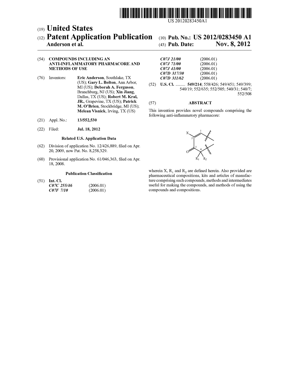 COMPOUNDS INCLUDING AN ANTI-INFLAMMATORY PHARMACORE AND METHODS OF USE - diagram, schematic, and image 01