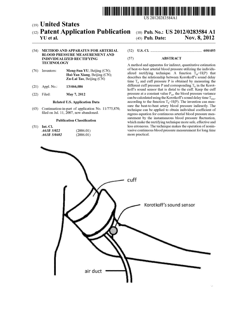 METHOD AND APPARATUS FOR ARTERIAL BLOOD PRESSURE MEASUREMENT AND     INDIVIDUALIZED RECTIFYING TECHNOLOGY - diagram, schematic, and image 01