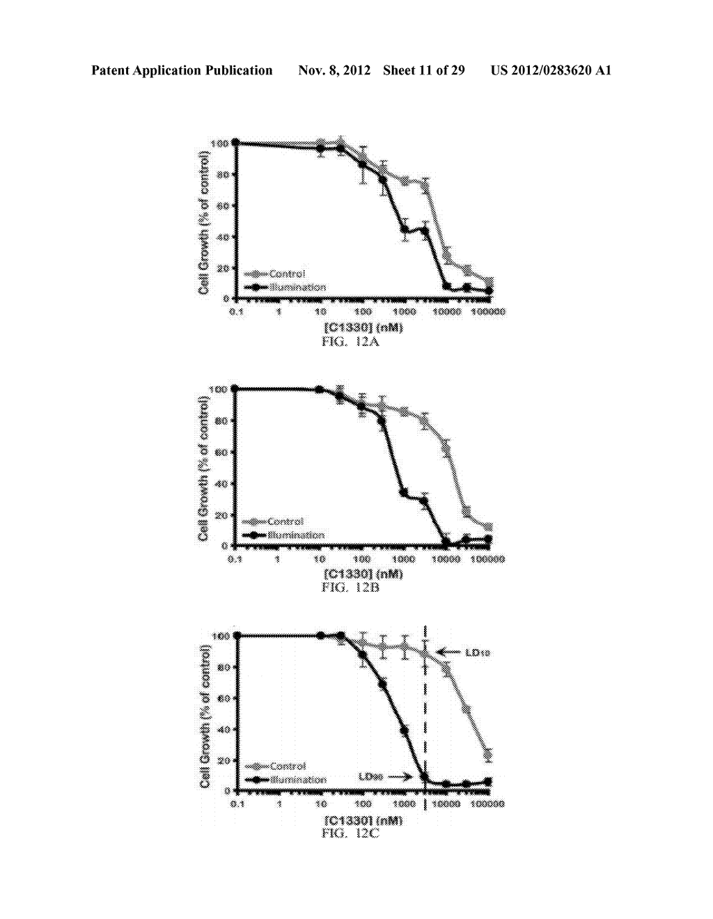 TREATMENT UTILIZING HYDROPHOBIC WEAK BASES CHEMOTHERAPEUTIC AGENTS AND     ILLUMINATION - diagram, schematic, and image 12