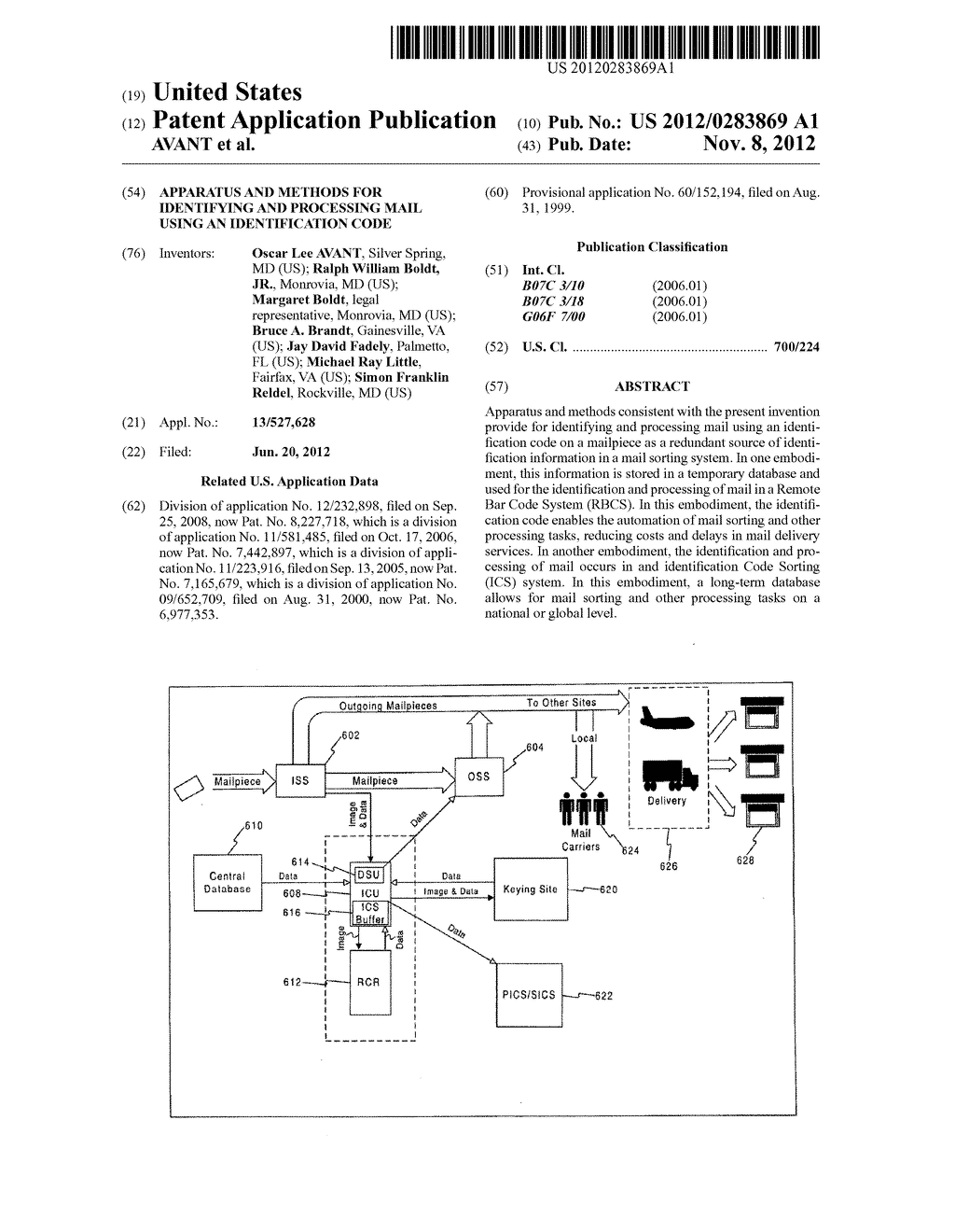 APPARATUS AND METHODS FOR IDENTIFYING AND PROCESSING MAIL USING AN     IDENTIFICATION CODE - diagram, schematic, and image 01