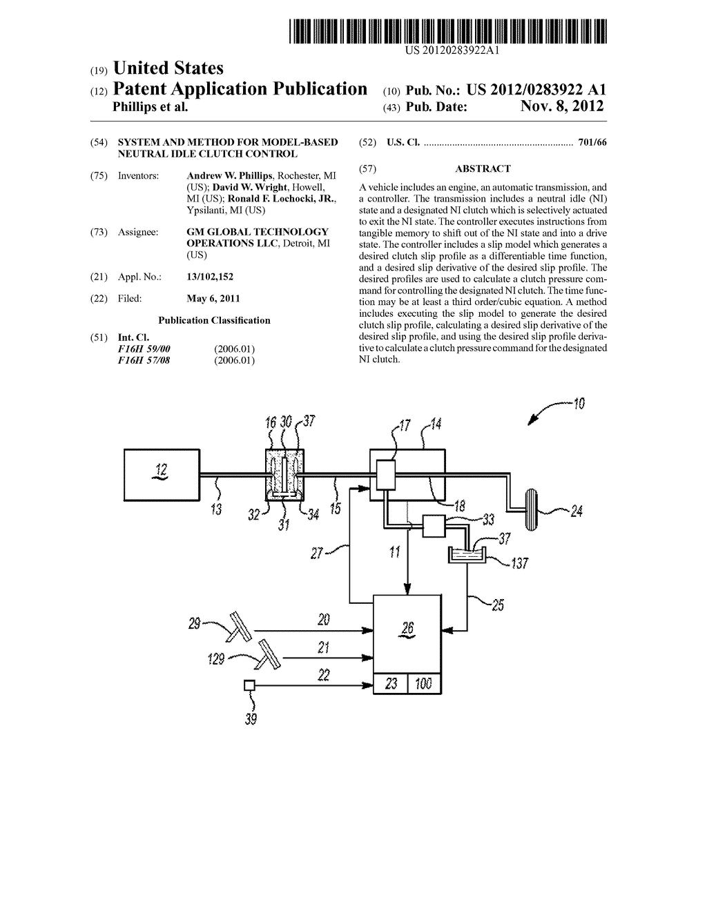 SYSTEM AND METHOD FOR MODEL-BASED NEUTRAL IDLE CLUTCH CONTROL - diagram, schematic, and image 01