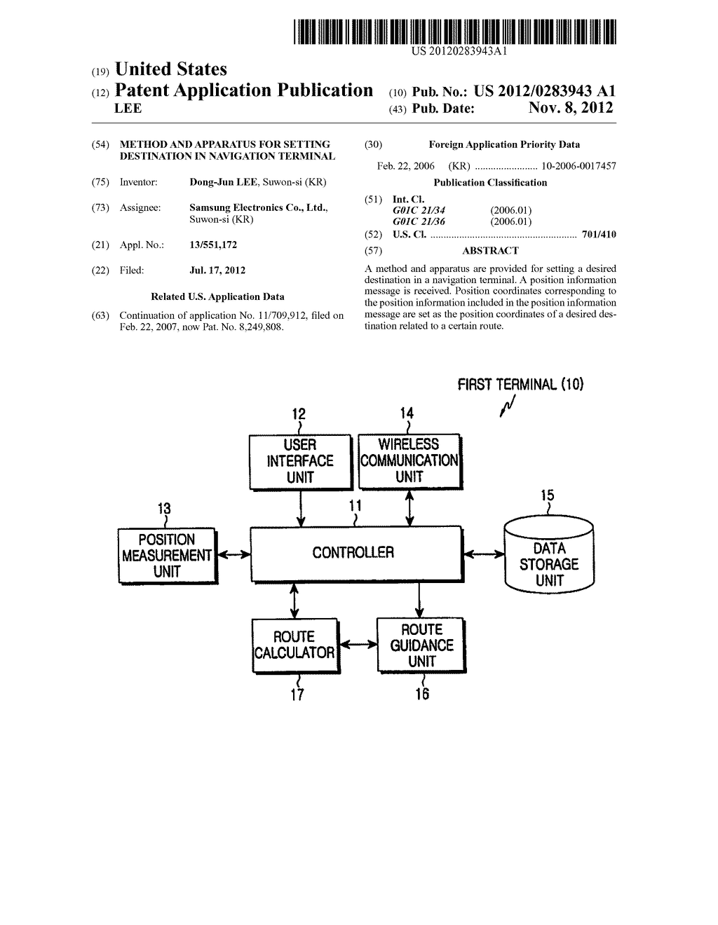 METHOD AND APPARATUS FOR SETTING DESTINATION IN NAVIGATION TERMINAL - diagram, schematic, and image 01