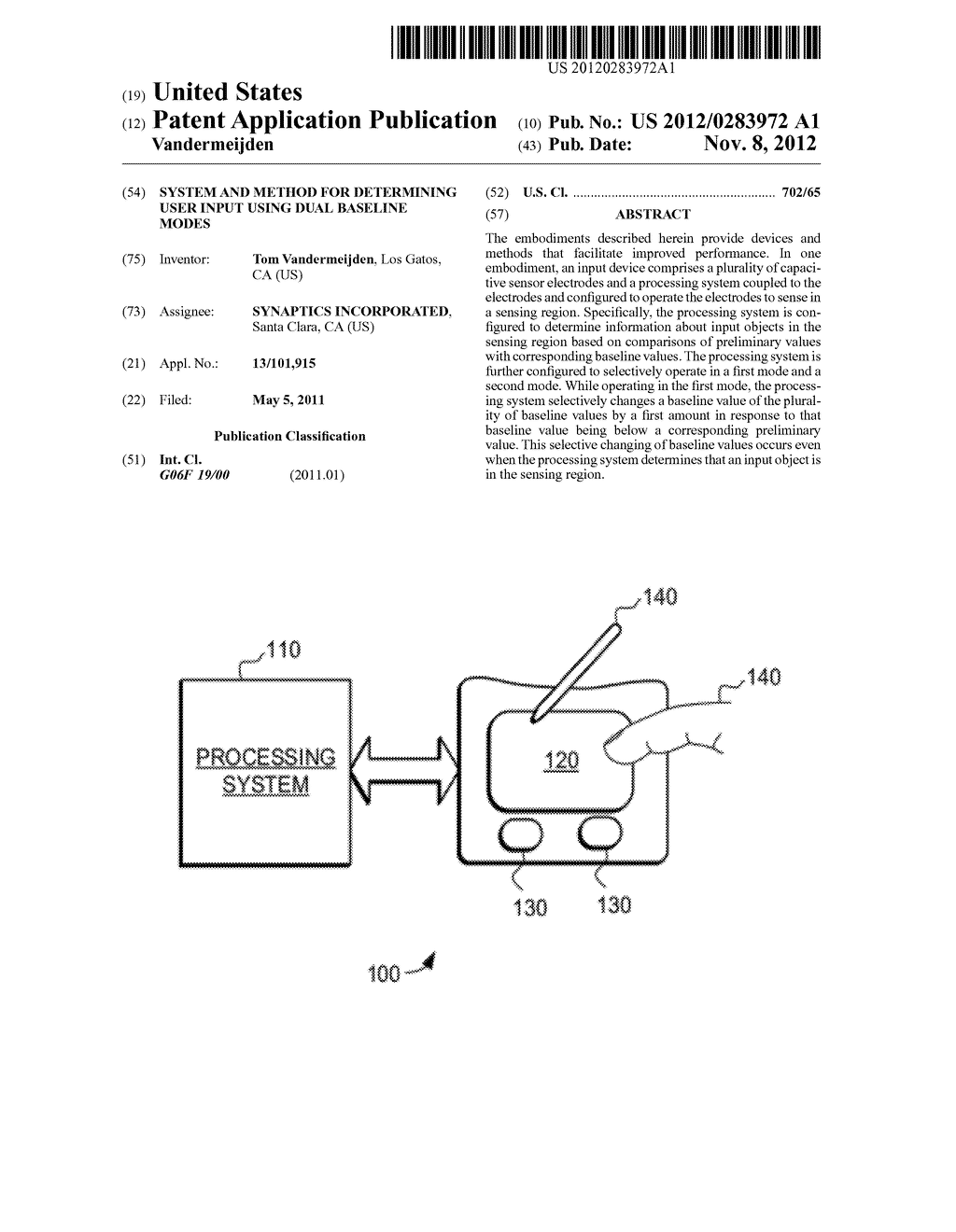 SYSTEM AND METHOD FOR DETERMINING USER INPUT USING DUAL BASELINE MODES - diagram, schematic, and image 01