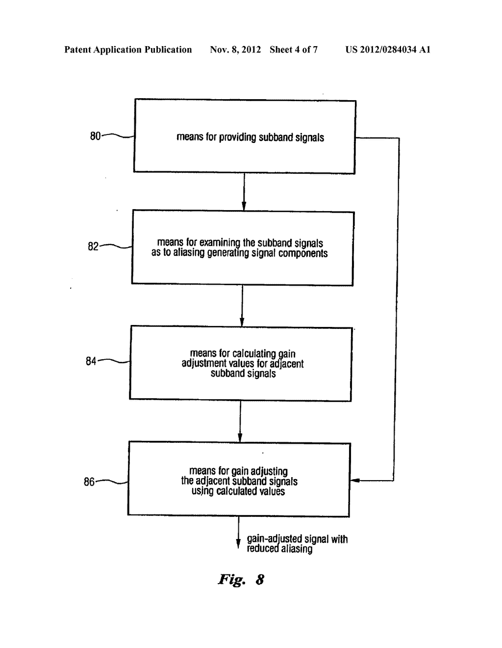 METHOD FOR REDUCTION OF ALIASING INTRODUCED BY SPECTRAL ENVELOPE     ADJUSTMENT IN REAL-VALUED FILTERBANKS - diagram, schematic, and image 05
