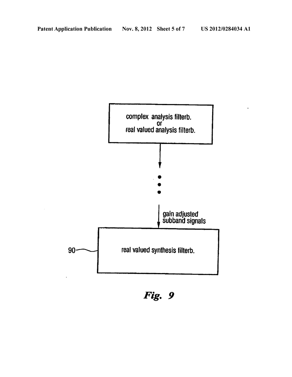 METHOD FOR REDUCTION OF ALIASING INTRODUCED BY SPECTRAL ENVELOPE     ADJUSTMENT IN REAL-VALUED FILTERBANKS - diagram, schematic, and image 06