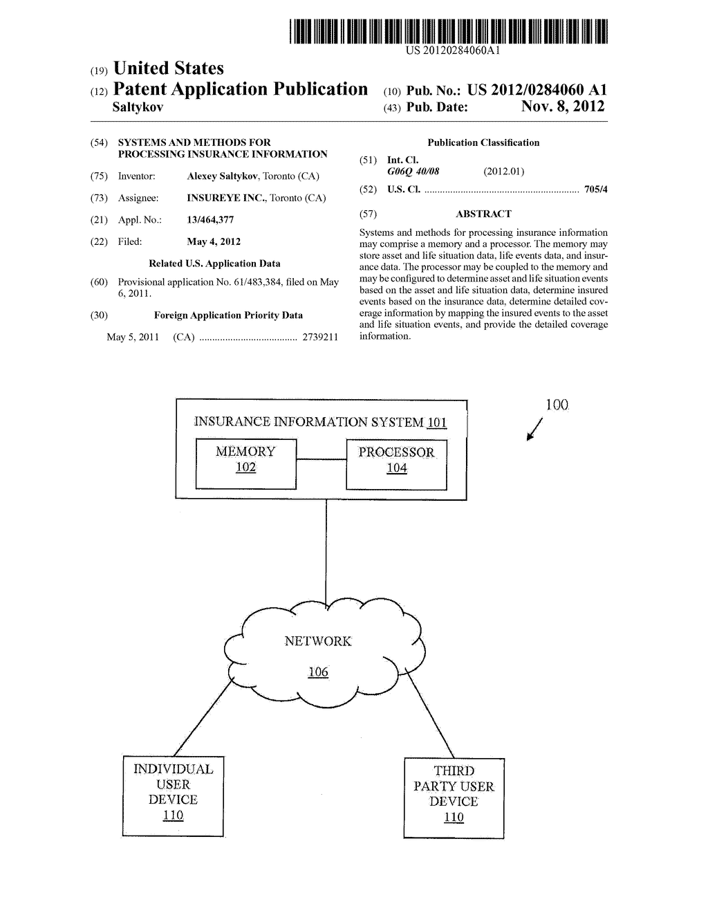 SYSTEMS AND METHODS FOR PROCESSING INSURANCE INFORMATION - diagram, schematic, and image 01