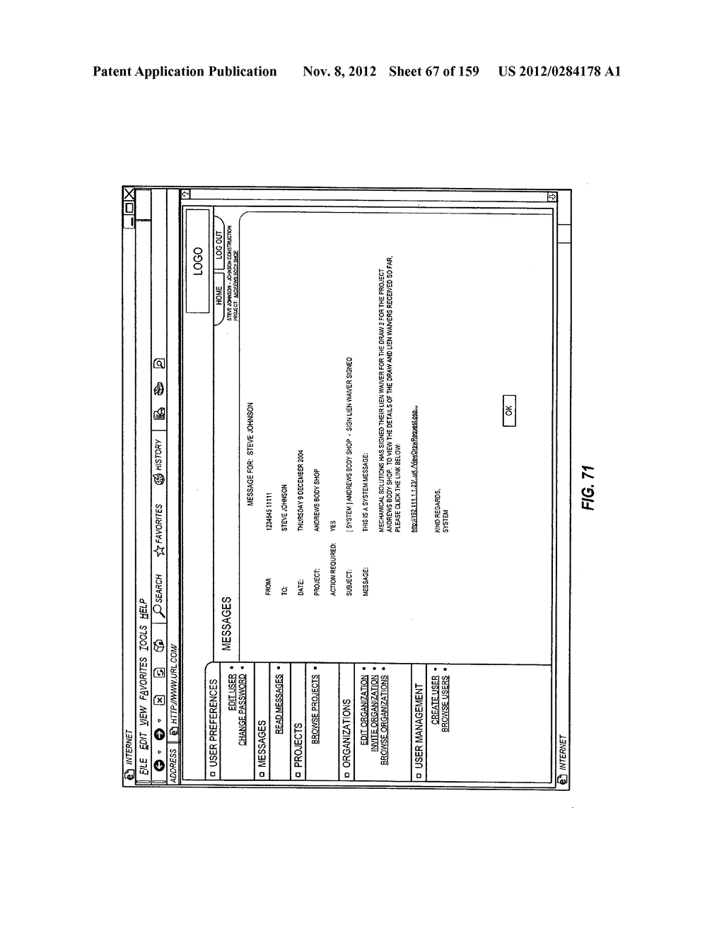 CONSTRUCTION PAYMENT MANAGEMENT SYSTEM AND METHOD WITH LIEN WAIVER     EXCHANGE FEATURES - diagram, schematic, and image 68