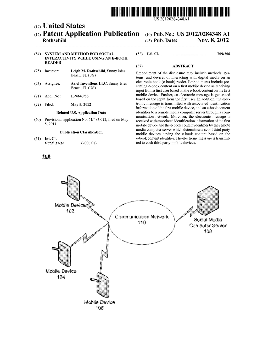 SYSTEM AND METHOD FOR SOCIAL INTERACTIVITY WHILE USING AN E-BOOK READER - diagram, schematic, and image 01