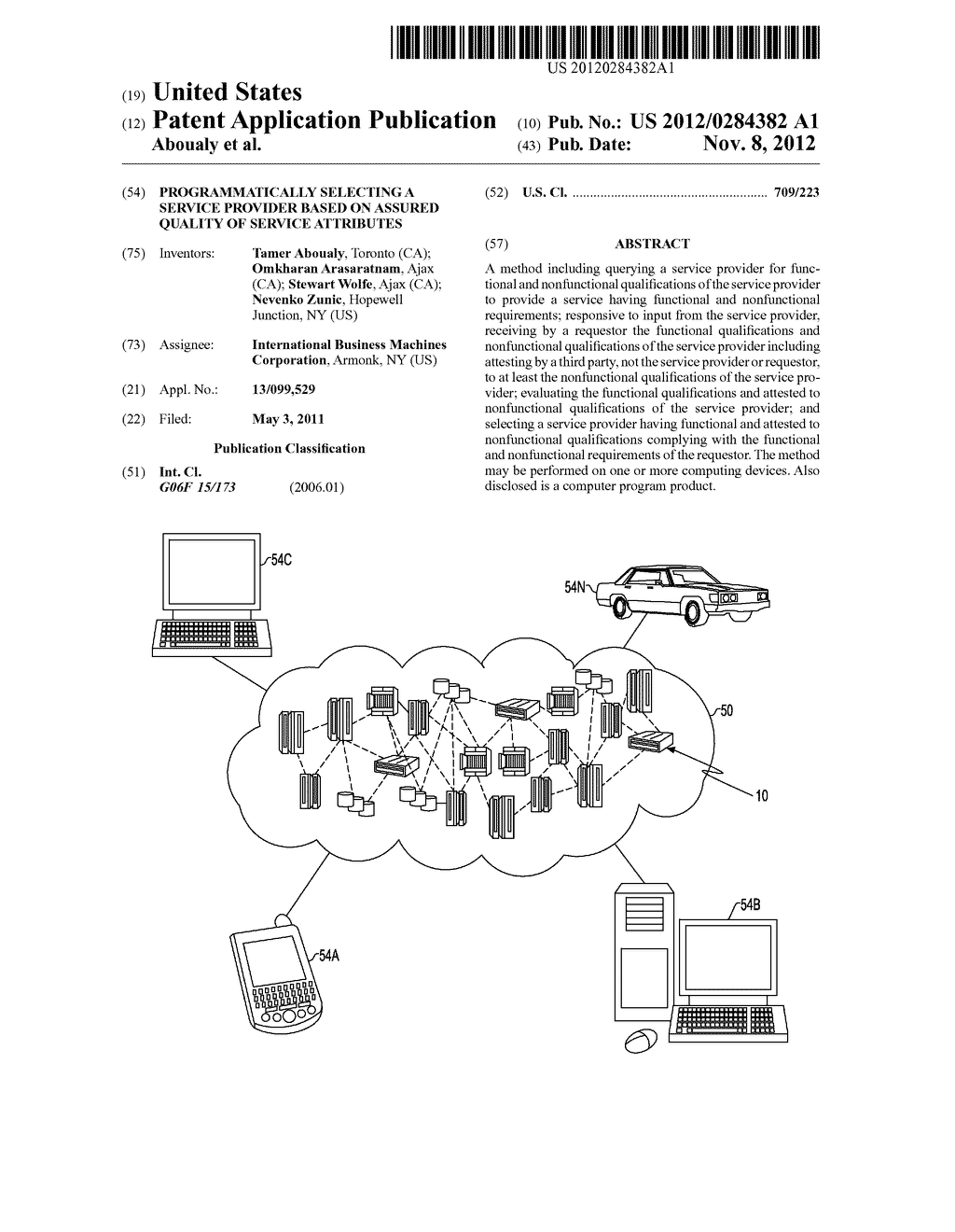 PROGRAMMATICALLY SELECTING A SERVICE PROVIDER BASED ON ASSURED QUALITY OF     SERVICE ATTRIBUTES - diagram, schematic, and image 01