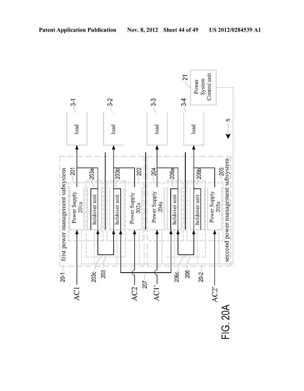 POWER MANAGEMENT SYSTEM CAPABLE OF SAVING POWER AND OPTIMIZING OPERATING     EFFICIENCY OF POWER SUPPLIES FOR PROVIDING POWER WITH BACK-UP OR     REDUNDANCY TO PLURAL LOADS - diagram, schematic, and image 45