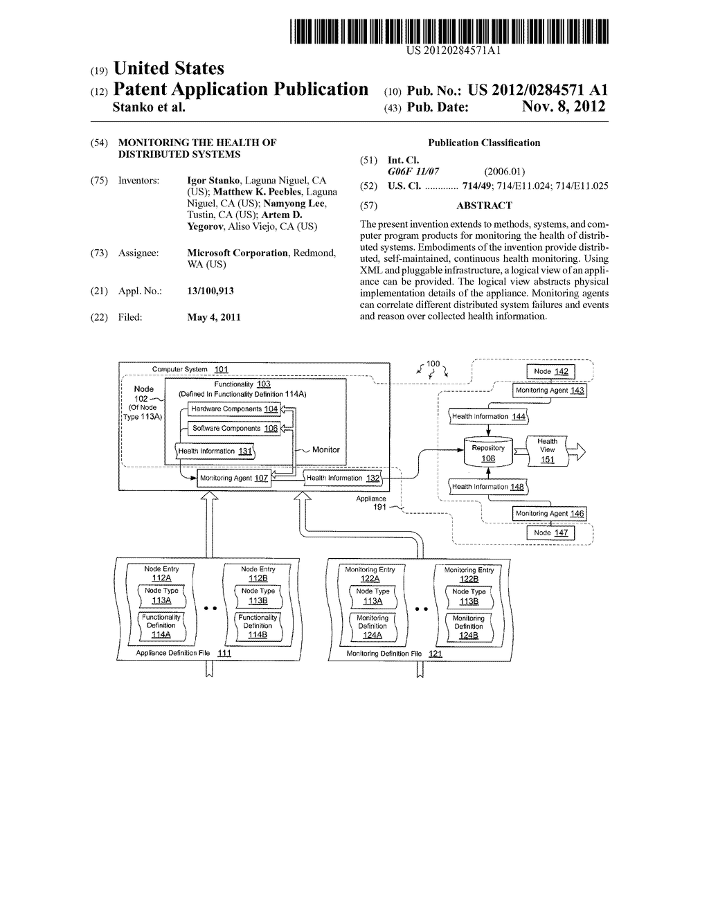 MONITORING THE HEALTH OF DISTRIBUTED SYSTEMS - diagram, schematic, and image 01