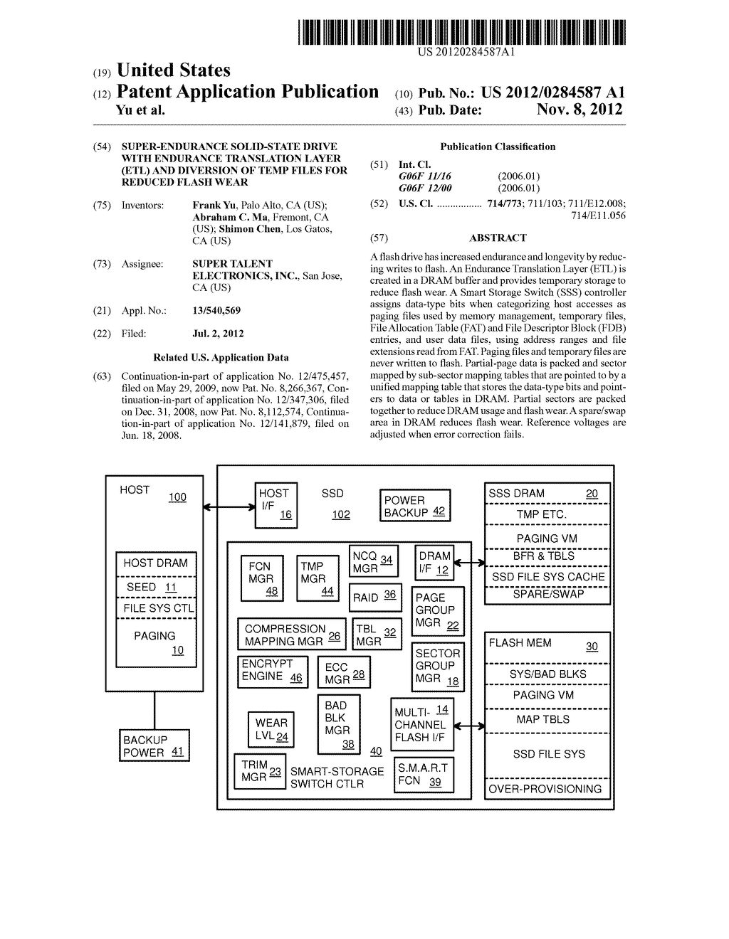 Super-Endurance Solid-State Drive with Endurance Translation Layer (ETL)     and Diversion of Temp Files for Reduced Flash Wear - diagram, schematic, and image 01