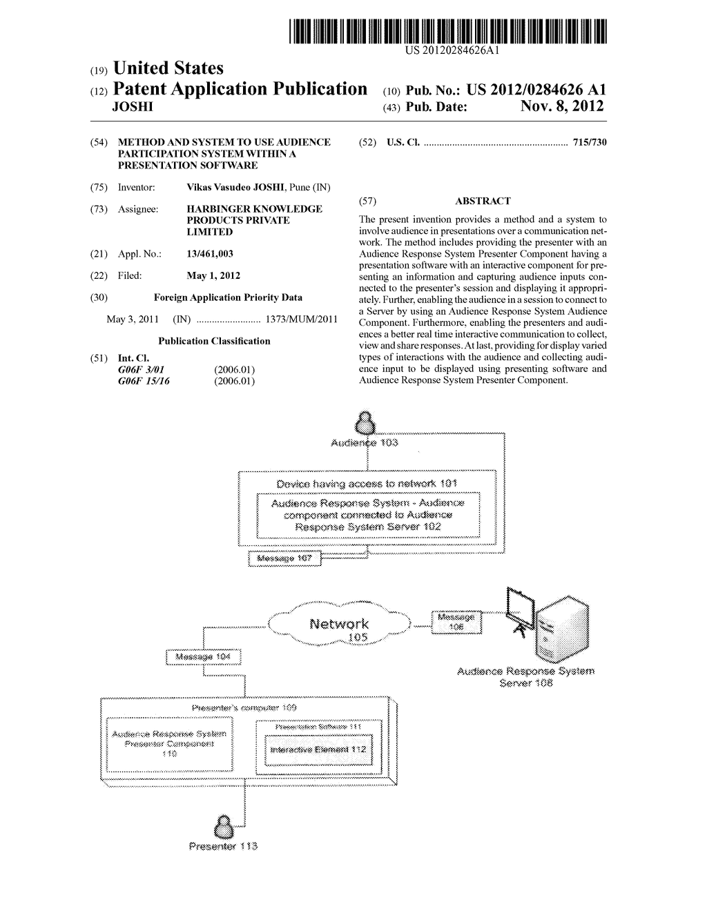 METHOD AND SYSTEM TO USE AUDIENCE PARTICIPATION SYSTEM WITHIN A     PRESENTATION SOFTWARE - diagram, schematic, and image 01