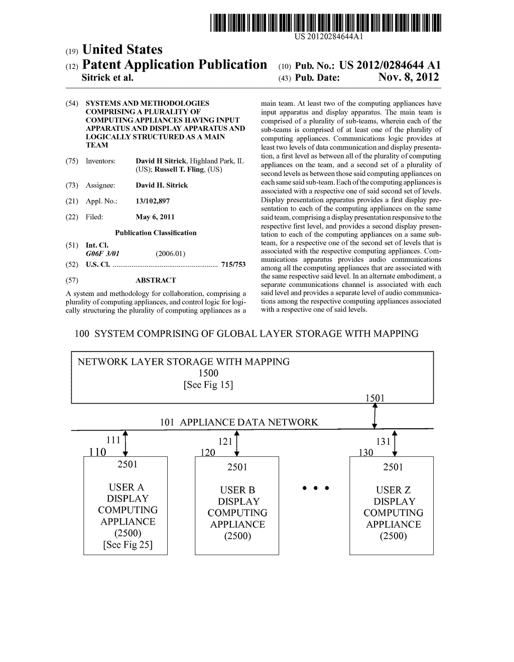 Systems And Methodologies Comprising A Plurality Of Computing Appliances     Having Input Apparatus And Display Apparatus And Logically Structured As     A Main Team - diagram, schematic, and image 01