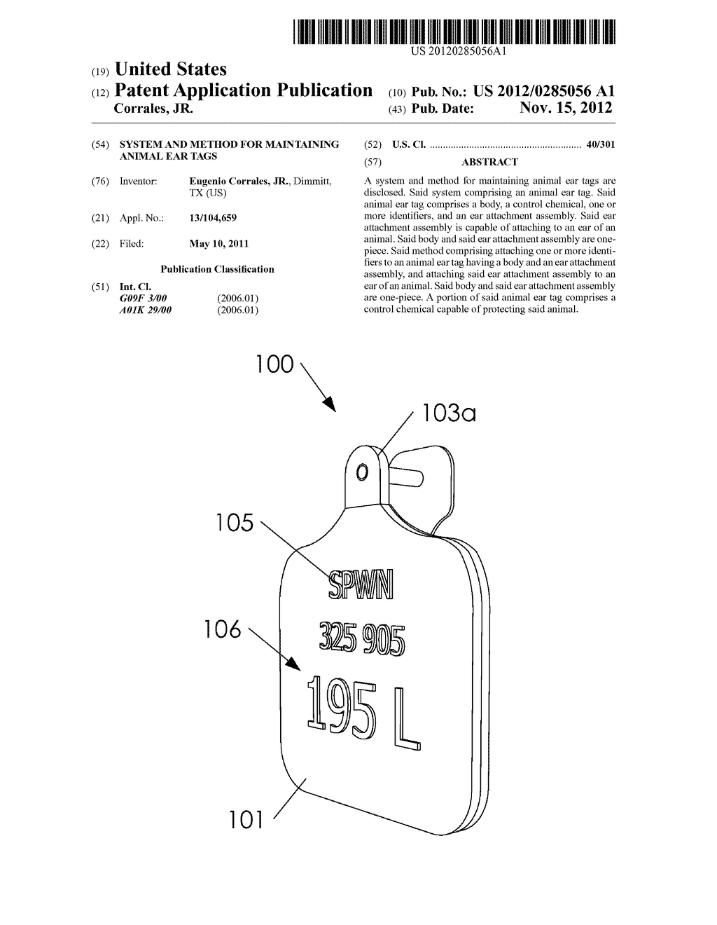 System and Method for Maintaining Animal Ear Tags - diagram, schematic, and image 01