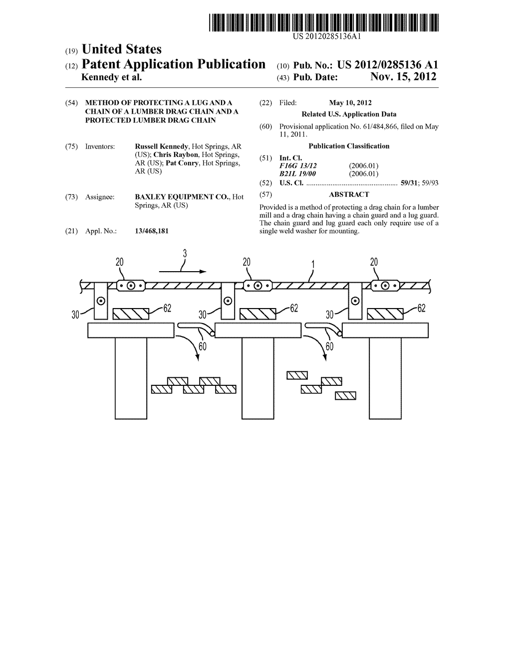 METHOD OF PROTECTING A LUG AND A CHAIN OF A LUMBER DRAG CHAIN AND A     PROTECTED LUMBER DRAG CHAIN - diagram, schematic, and image 01