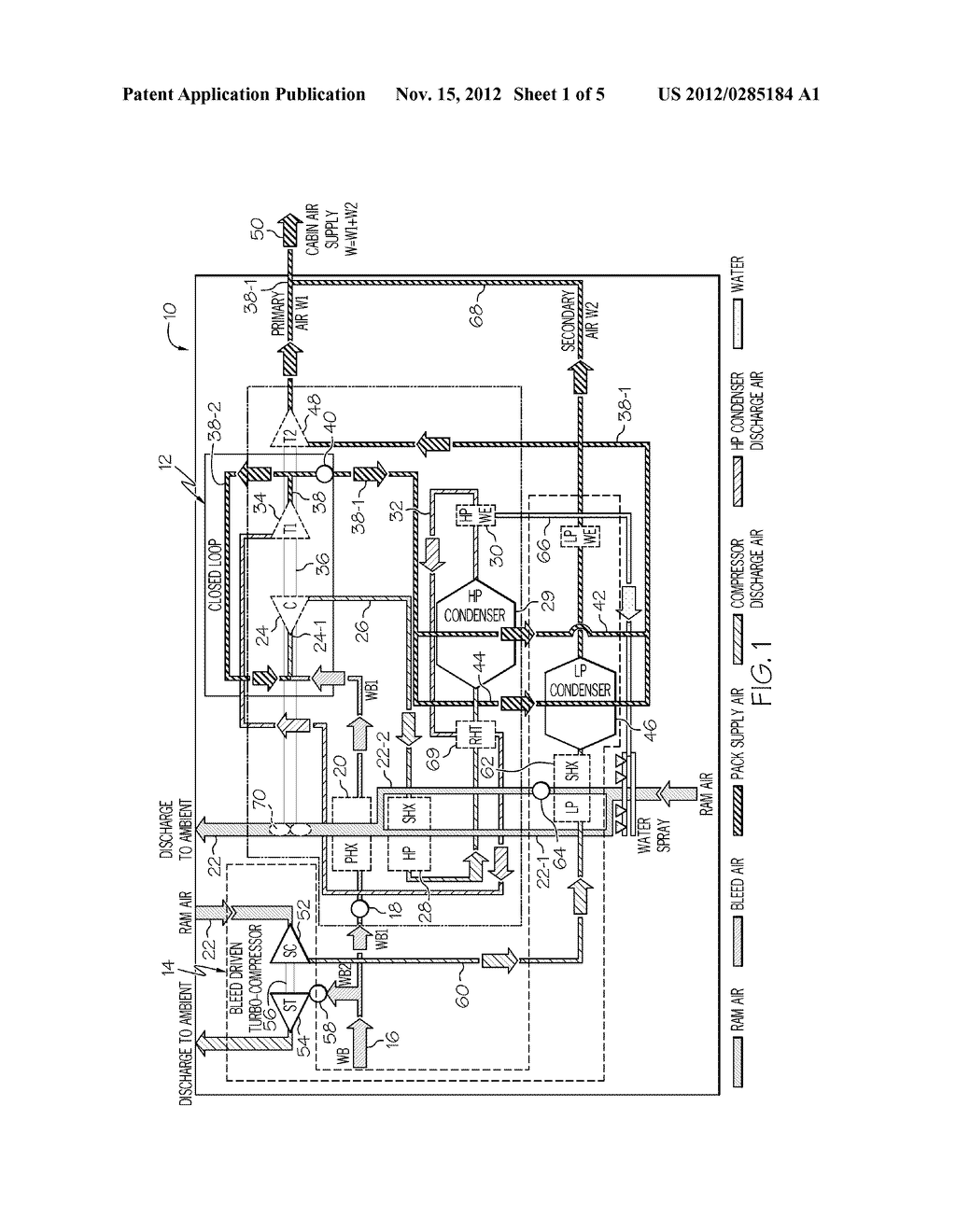 ENVIRONMENTAL CONTROL SYSTEM WITH CLOSED LOOP PRESSURE CYCLE - diagram, schematic, and image 02