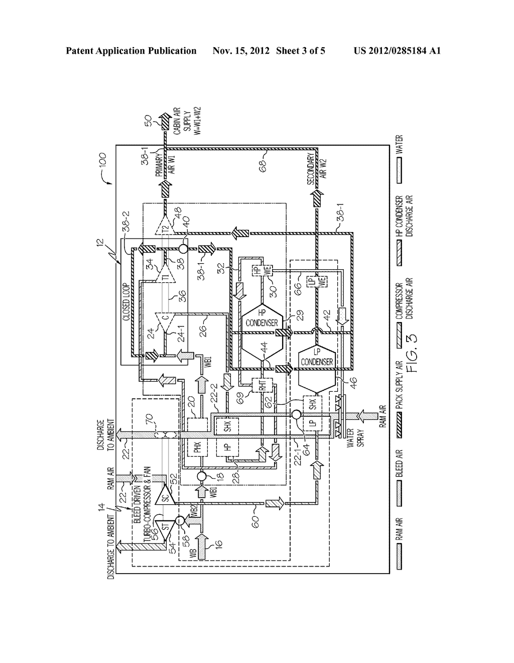 ENVIRONMENTAL CONTROL SYSTEM WITH CLOSED LOOP PRESSURE CYCLE - diagram, schematic, and image 04