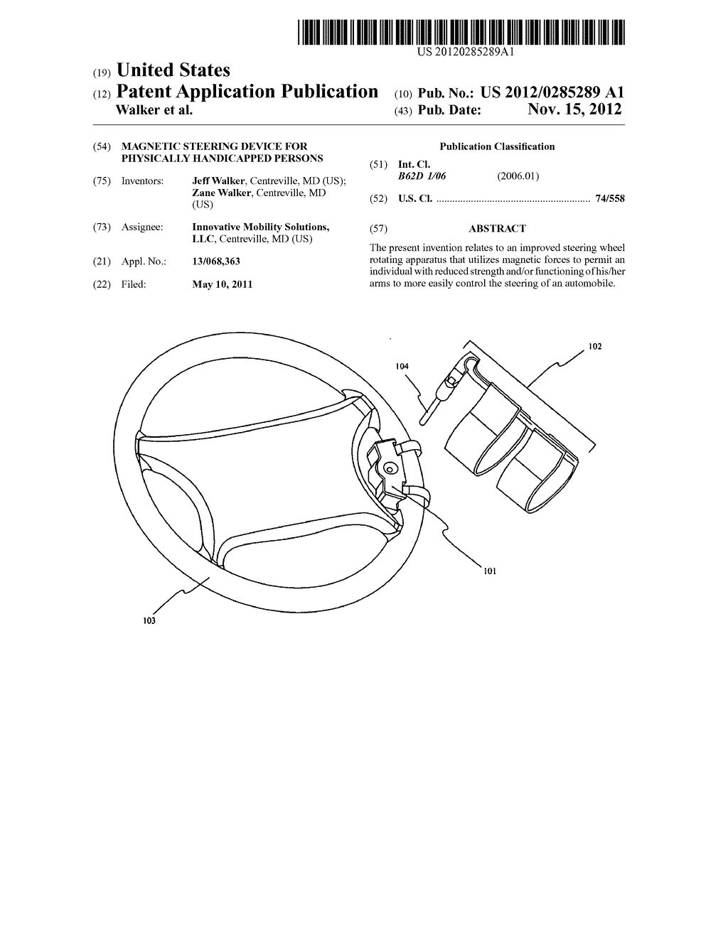 Magnetic steering device for physically handicapped persons - diagram, schematic, and image 01