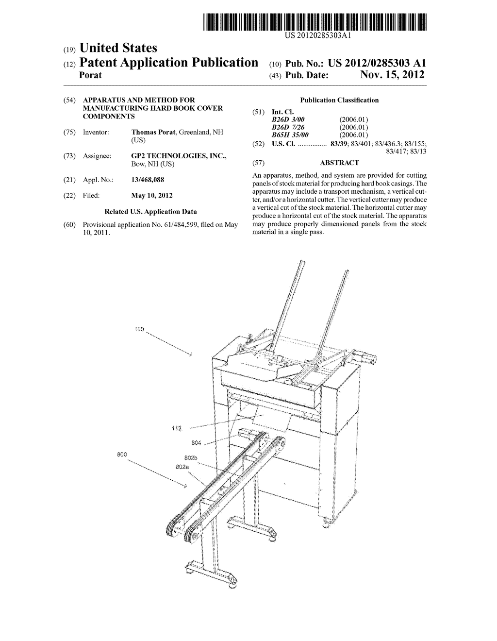 APPARATUS AND METHOD FOR MANUFACTURING HARD BOOK COVER COMPONENTS - diagram, schematic, and image 01