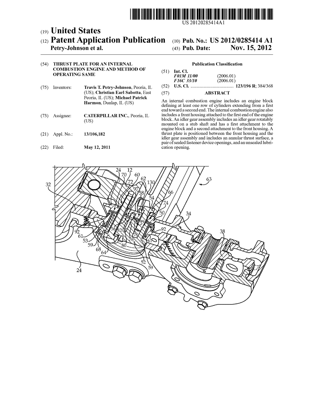 Thrust Plate For An Internal Combustion Engine And Method Of Operating     Same - diagram, schematic, and image 01
