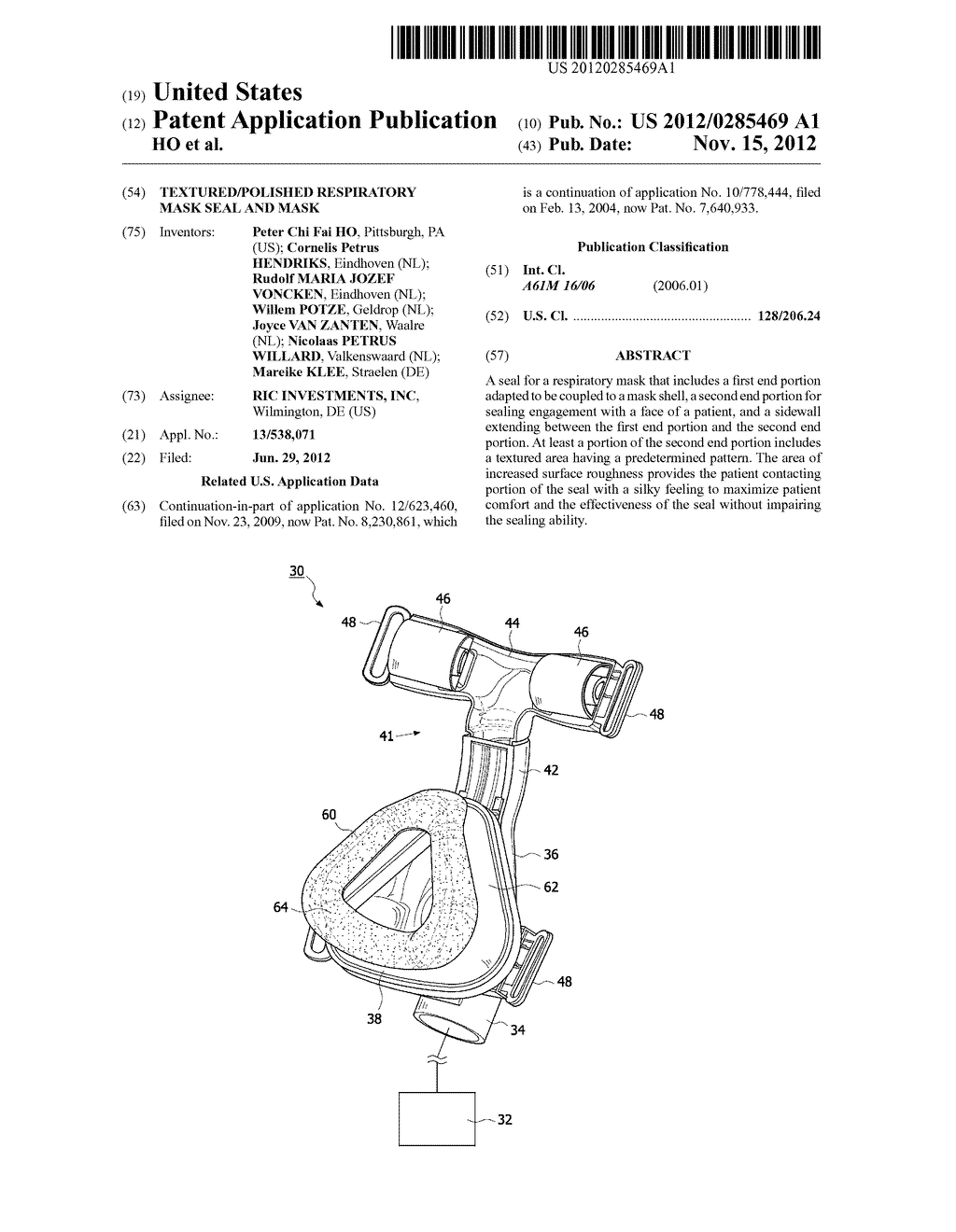 TEXTURED/POLISHED RESPIRATORY MASK SEAL AND MASK - diagram, schematic, and image 01