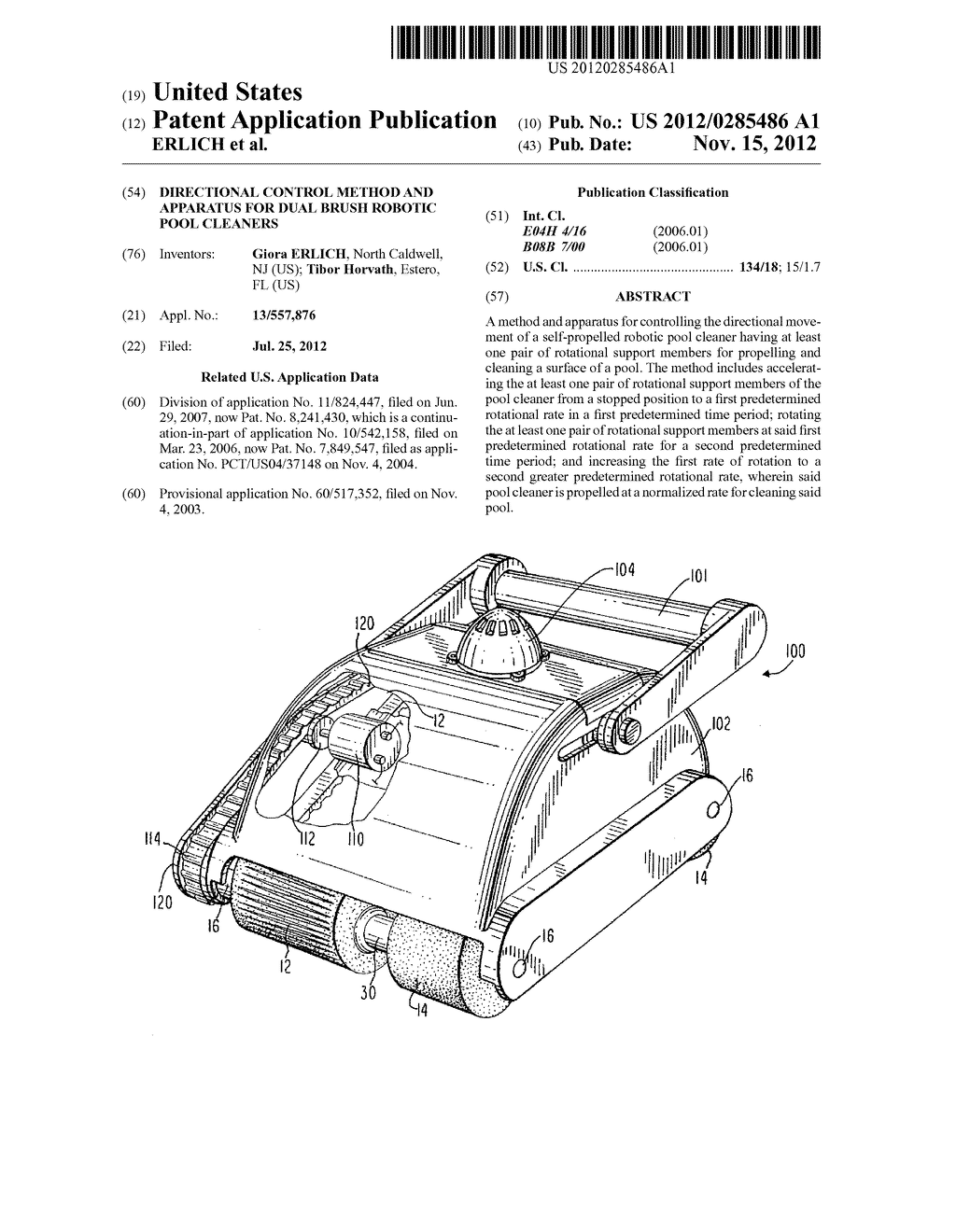 DIRECTIONAL CONTROL METHOD AND APPARATUS FOR DUAL BRUSH ROBOTIC POOL     CLEANERS - diagram, schematic, and image 01