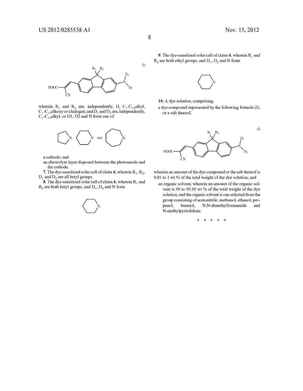 DYE COMPOUND, DYE-SENSITIZED SOLAR CELL USING THE SAME AND DYE SOLUTION - diagram, schematic, and image 12