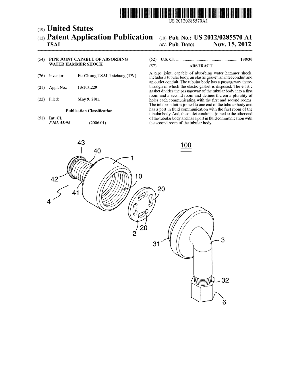 PIPE JOINT CAPABLE OF ABSORBING WATER HAMMER SHOCK - diagram, schematic, and image 01