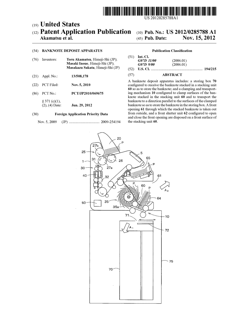 BANKNOTE DEPOSIT APPARATUS - diagram, schematic, and image 01