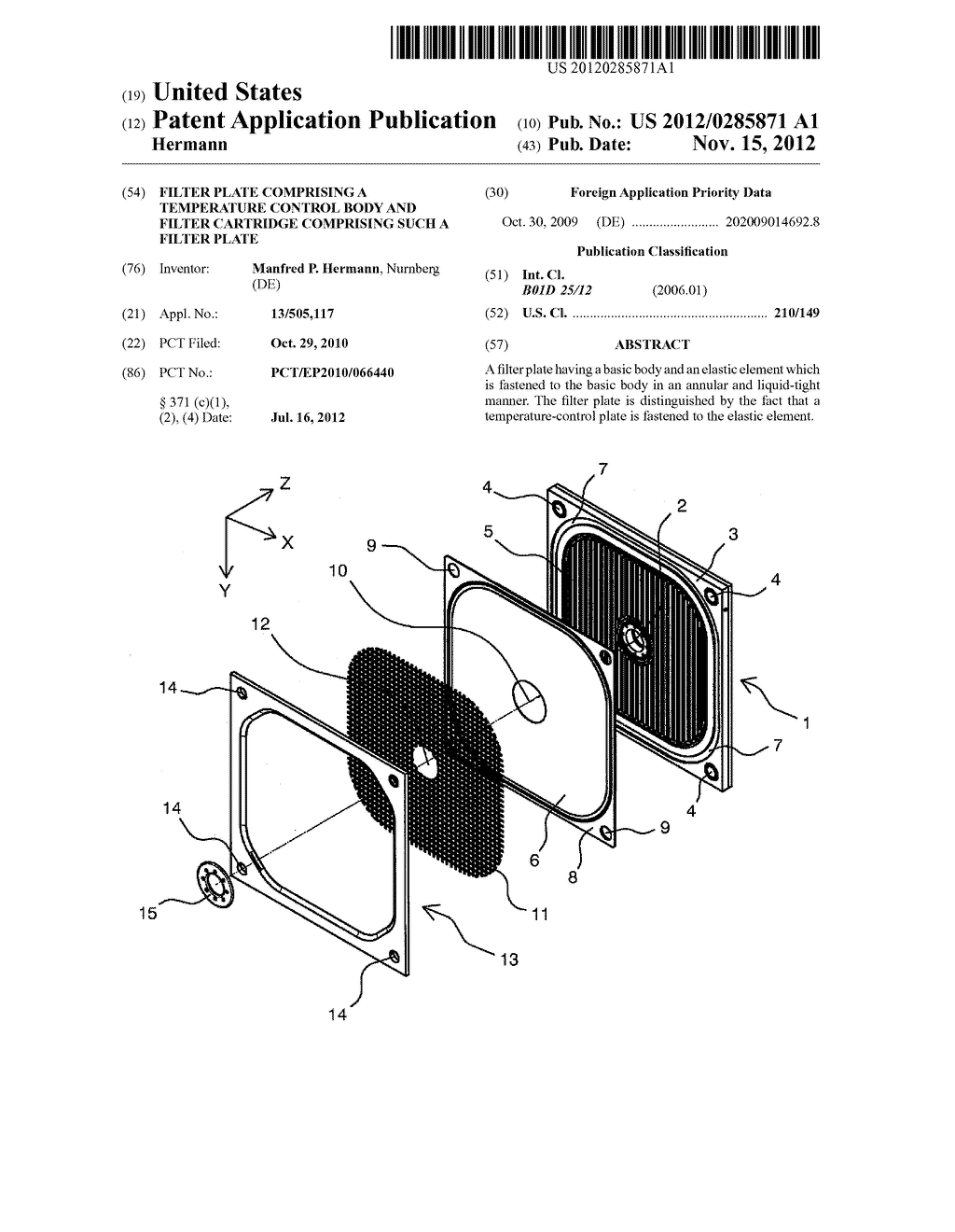 FILTER PLATE COMPRISING A TEMPERATURE CONTROL BODY AND FILTER CARTRIDGE     COMPRISING SUCH A FILTER PLATE - diagram, schematic, and image 01