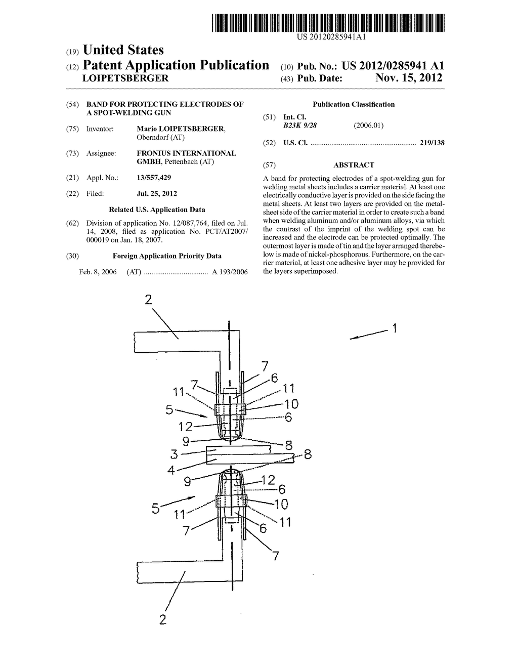 BAND FOR PROTECTING ELECTRODES OF A SPOT-WELDING GUN - diagram, schematic, and image 01