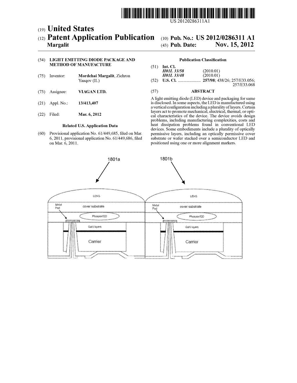 LIGHT EMITTING DIODE PACKAGE AND METHOD OF MANUFACTURE - diagram, schematic, and image 01