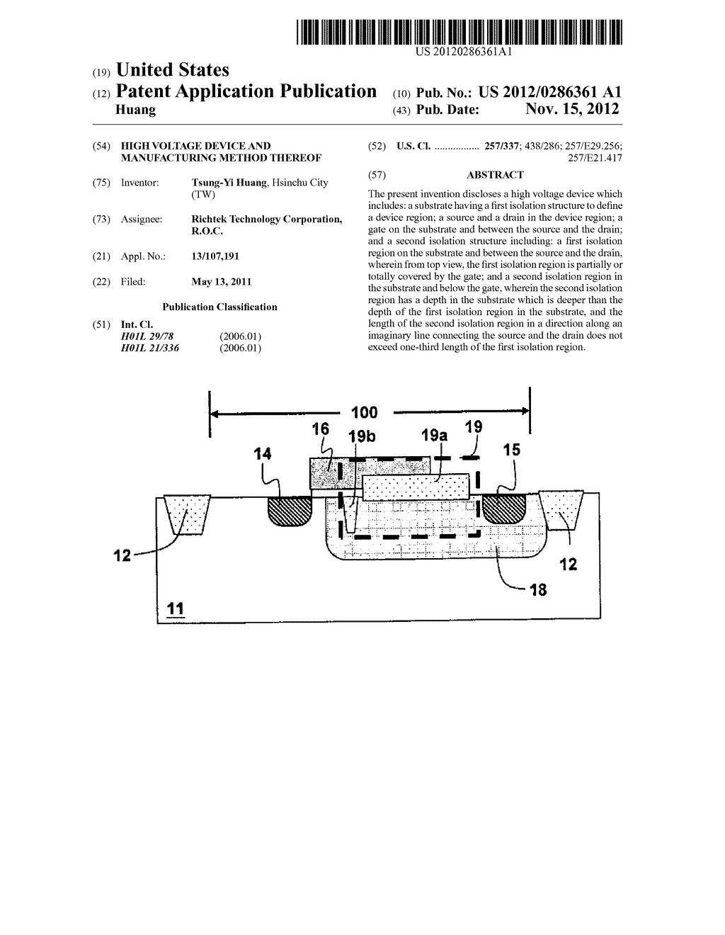 High Voltage Device and Manufacturing Method Thereof - diagram, schematic, and image 01