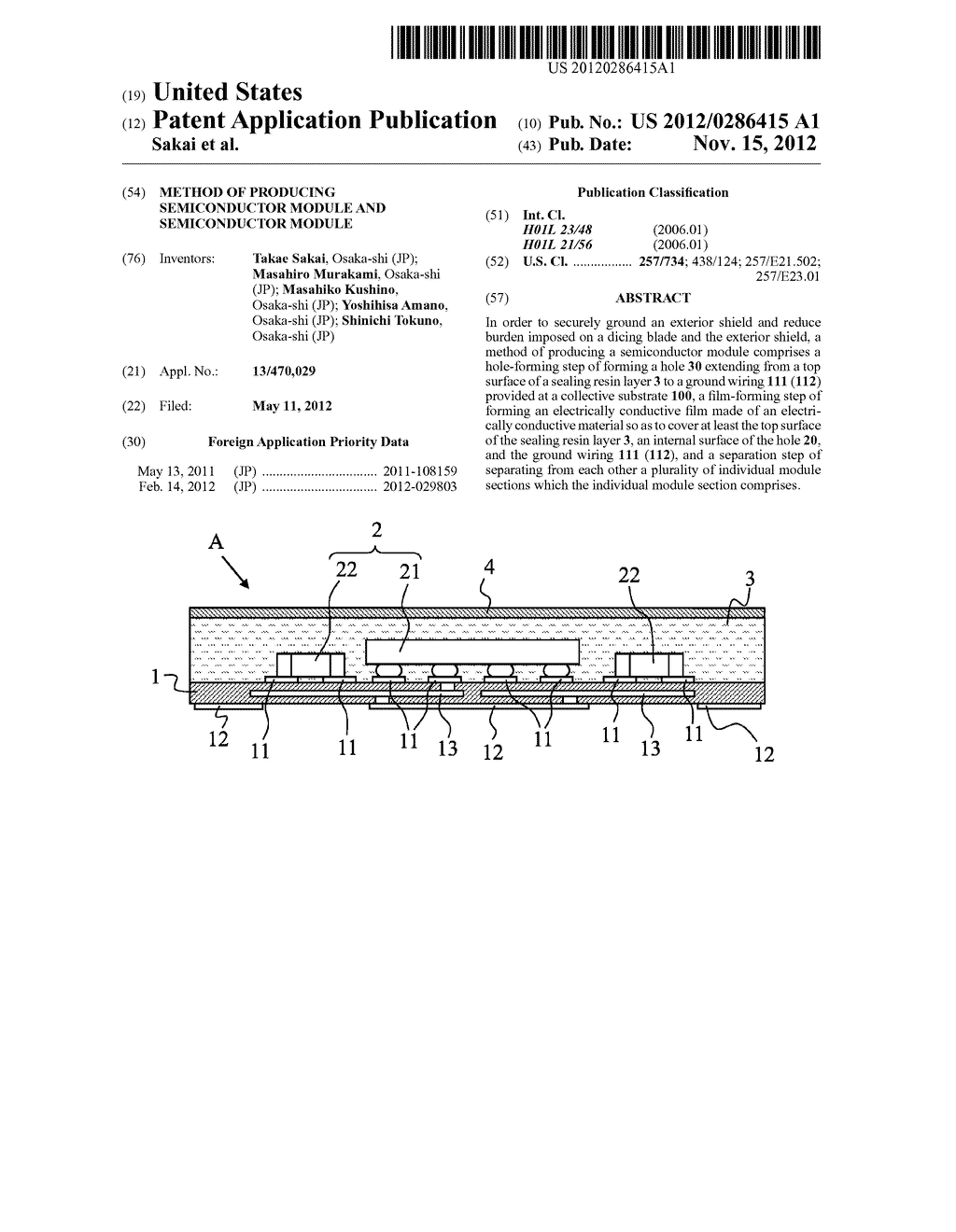 METHOD OF PRODUCING SEMICONDUCTOR MODULE AND SEMICONDUCTOR MODULE - diagram, schematic, and image 01