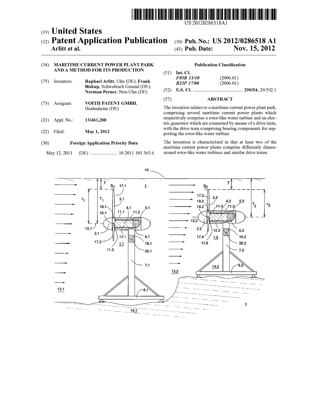 Maritime Current Power Plant Park and a Method for Its Production - diagram, schematic, and image 01