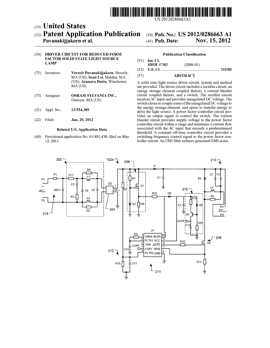 DRIVER CIRCUIT FOR REDUCED FORM FACTOR SOLID STATE LIGHT SOURCE LAMP - diagram, schematic, and image 01