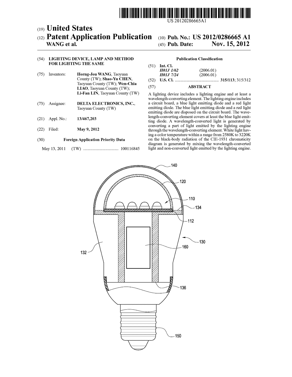 LIGHTING DEVICE, LAMP AND METHOD FOR LIGHTING THE SAME - diagram, schematic, and image 01