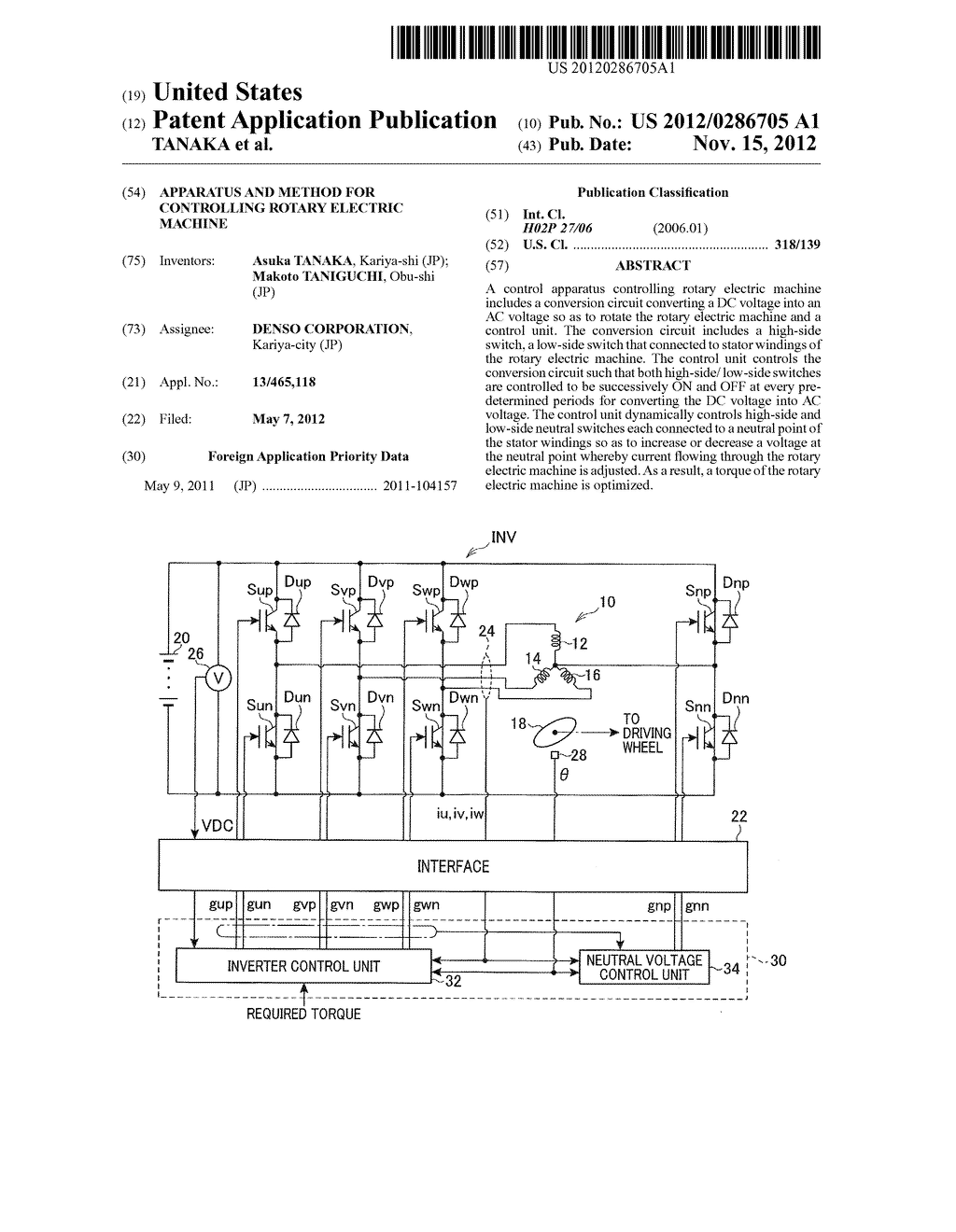 APPARATUS AND METHOD FOR CONTROLLING ROTARY ELECTRIC MACHINE - diagram, schematic, and image 01