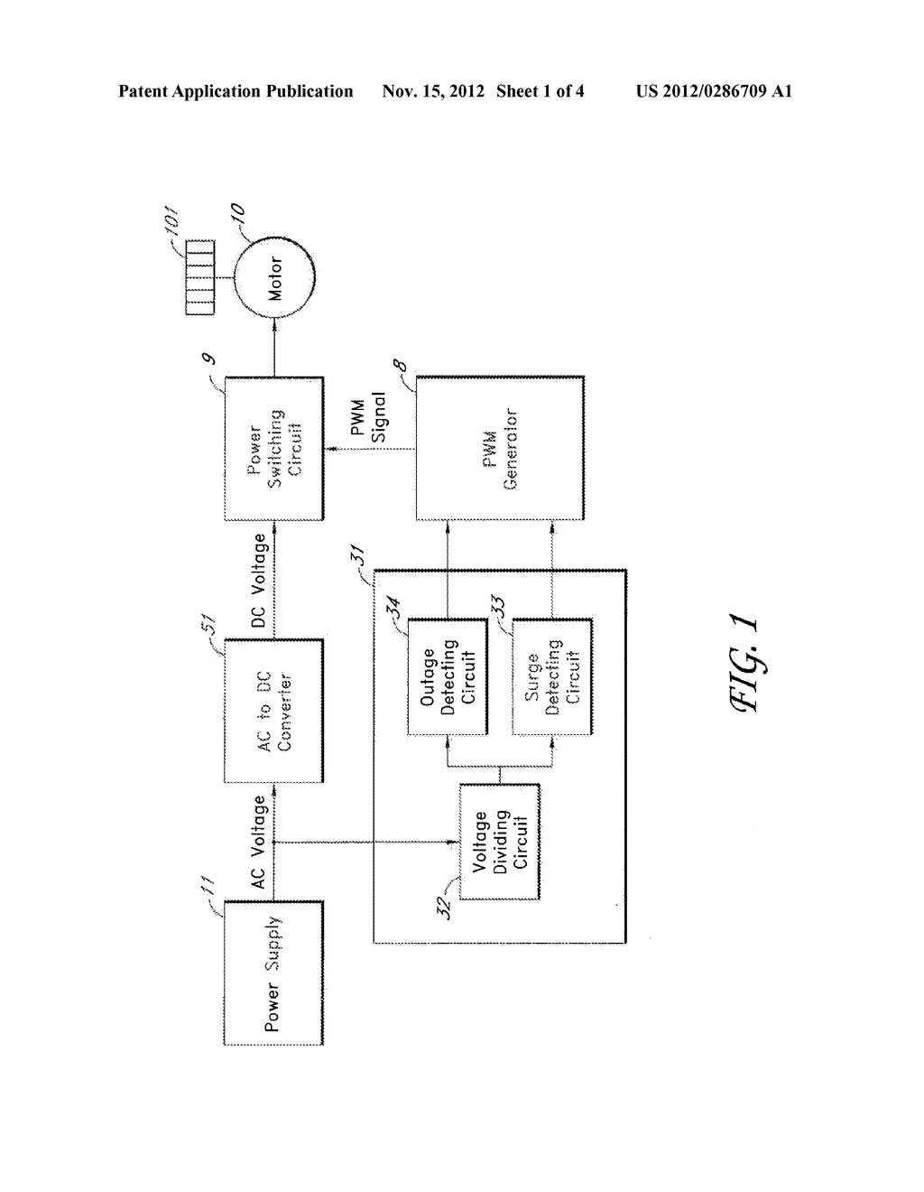 MOTOR WITH CIRCUITS FOR PROTECTING MOTOR FROM INPUT POWER OUTAGES OR     SURGES - diagram, schematic, and image 02