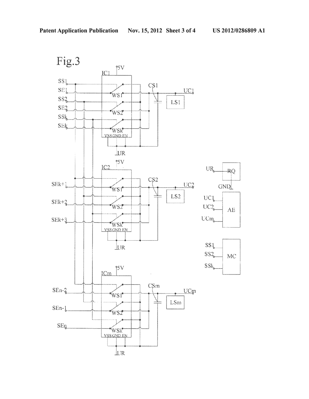 Circuit Arrangement for Determining a Capacitance of a Number of     Capacitive Sensor Elements - diagram, schematic, and image 04