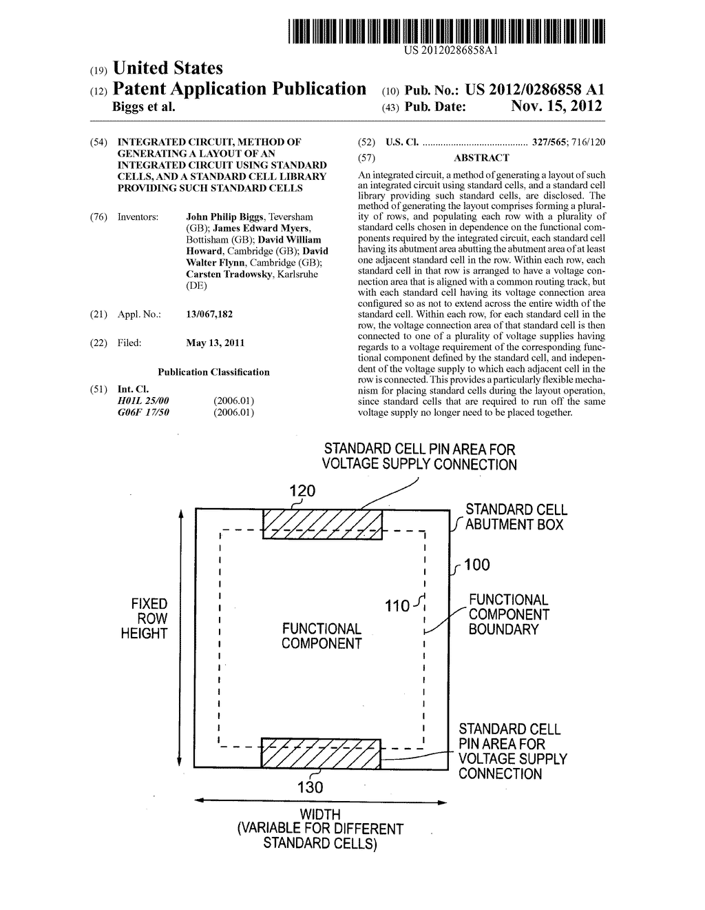 Integrated circuit, method of generating a layout of an integrated circuit     using standard cells, and a standard cell library providing such standard     cells - diagram, schematic, and image 01