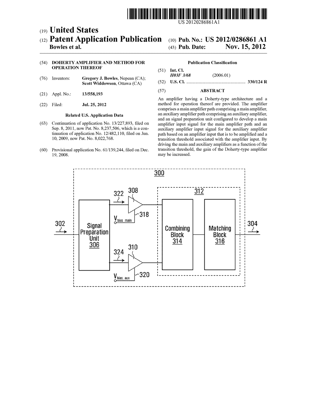 Doherty Amplifier and Method for Operation Thereof - diagram, schematic, and image 01