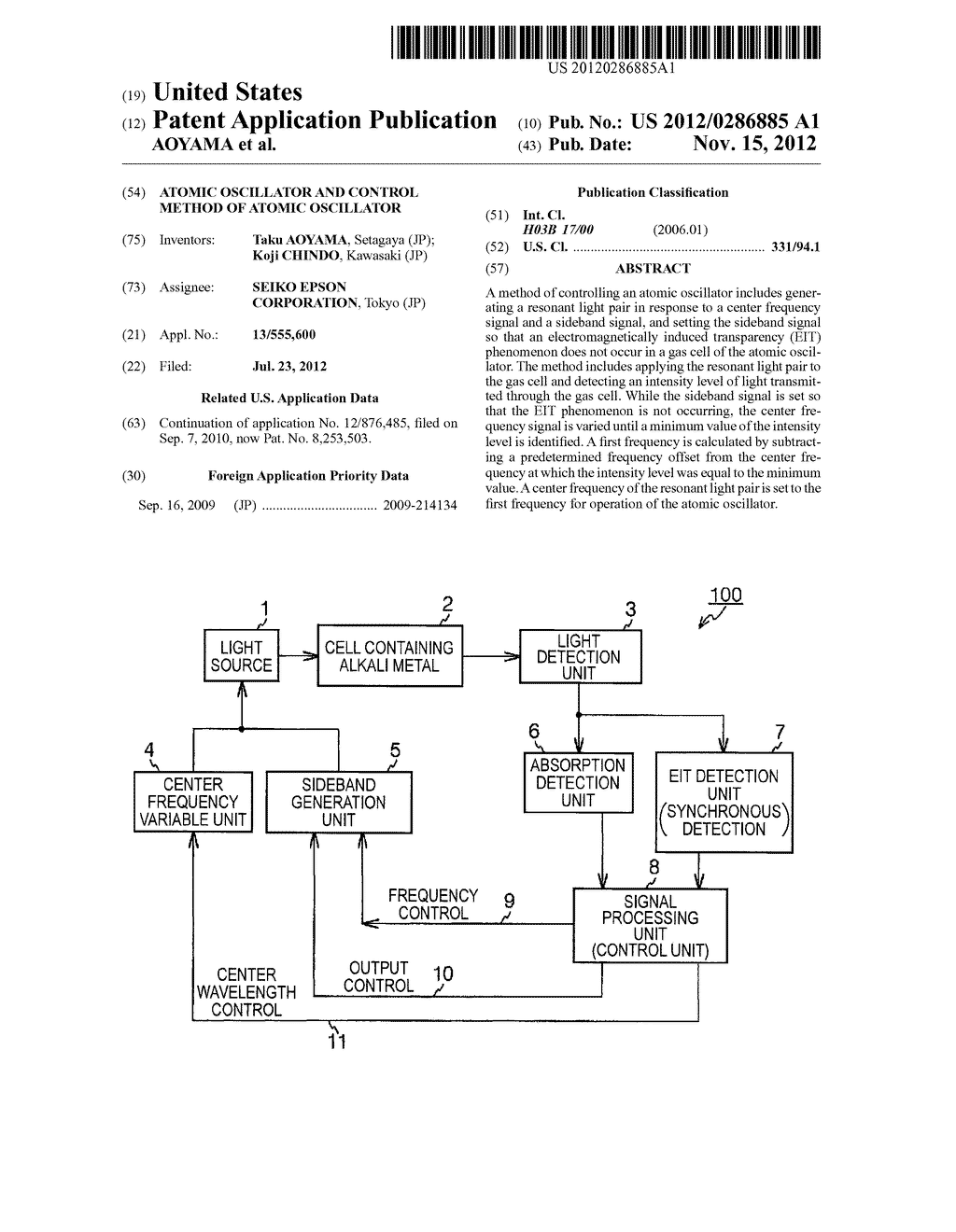 ATOMIC OSCILLATOR AND CONTROL METHOD OF ATOMIC OSCILLATOR - diagram, schematic, and image 01