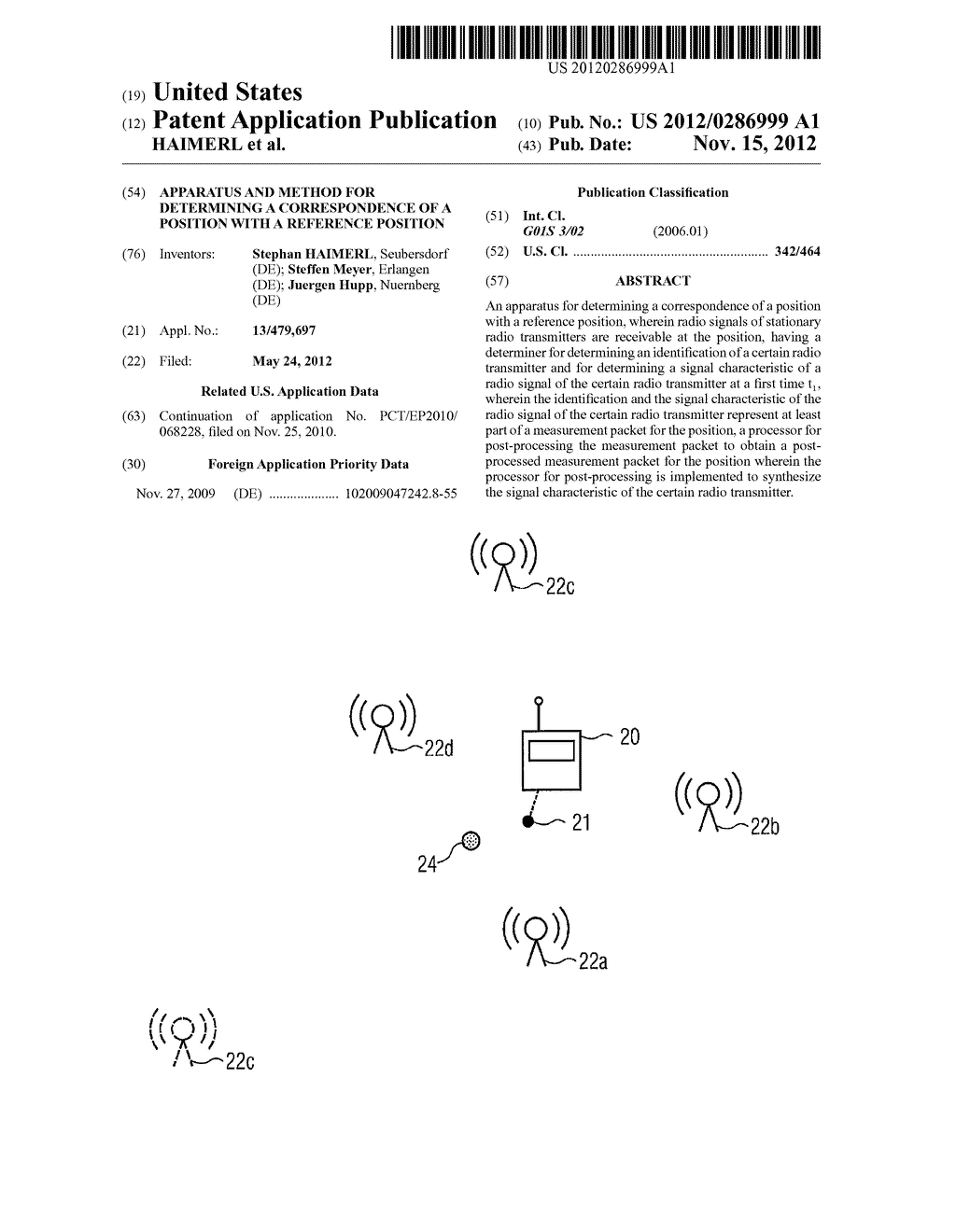 APPARATUS AND METHOD FOR DETERMINING A CORRESPONDENCE OF A POSITION WITH A     REFERENCE POSITION - diagram, schematic, and image 01