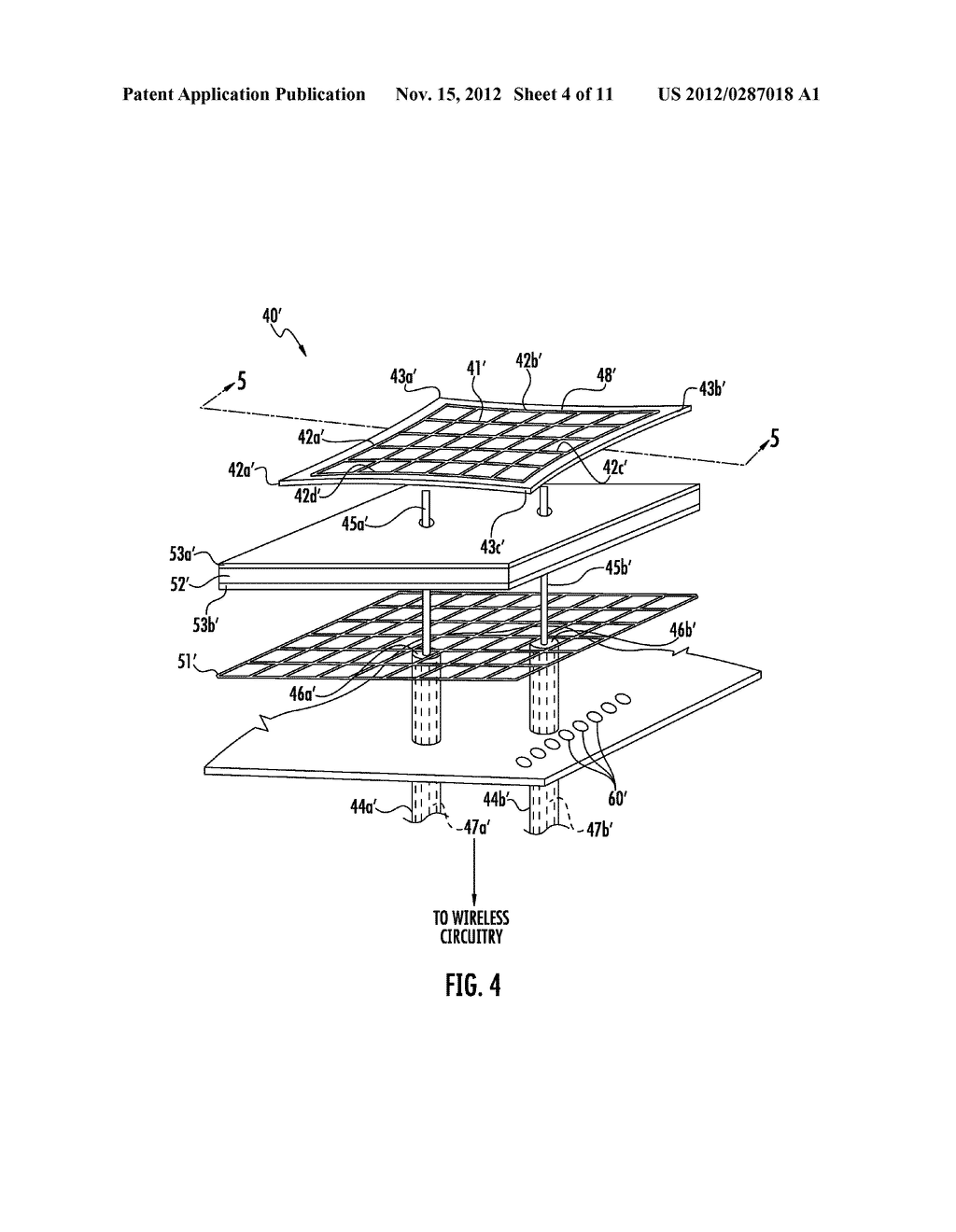 ELECTRONIC DEVICE INCLUDING A PATCH ANTENNA AND PHOTOVOLTAIC LAYER AND     RELATED METHODS - diagram, schematic, and image 05