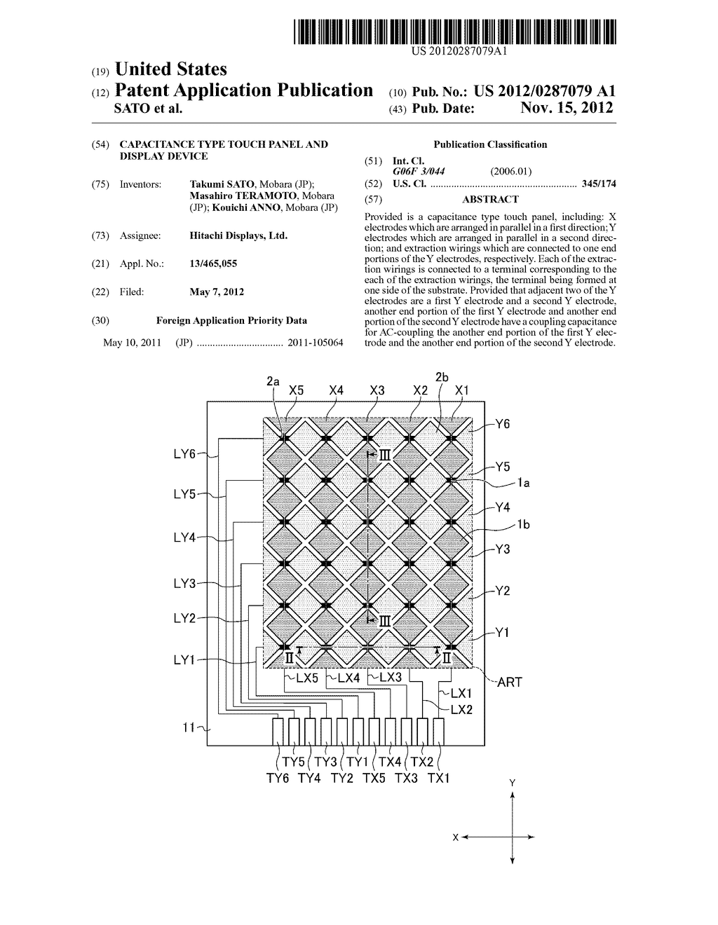 CAPACITANCE TYPE TOUCH PANEL AND DISPLAY DEVICE - diagram, schematic, and image 01