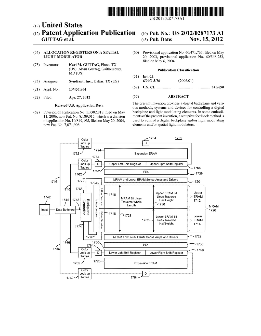 ALLOCATION REGISTERS ON A SPATIAL LIGHT MODULATOR - diagram, schematic, and image 01